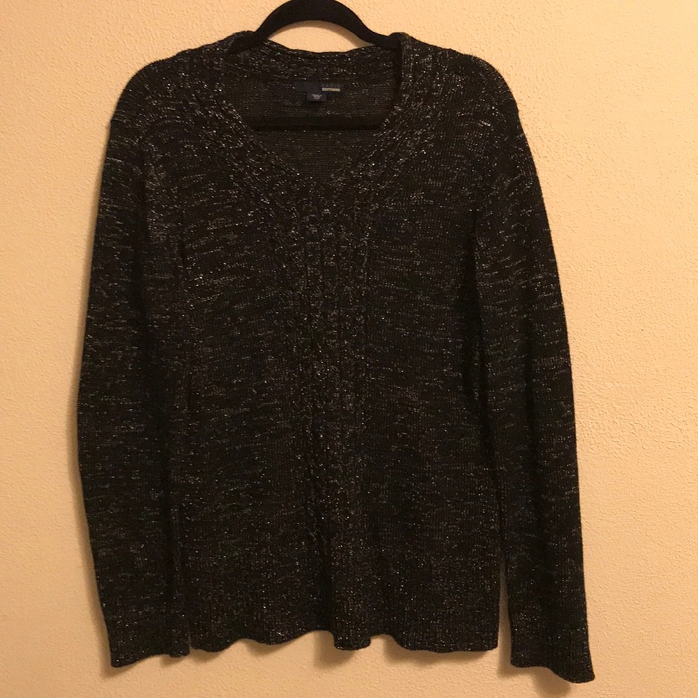 Black silver metallic thread sweater